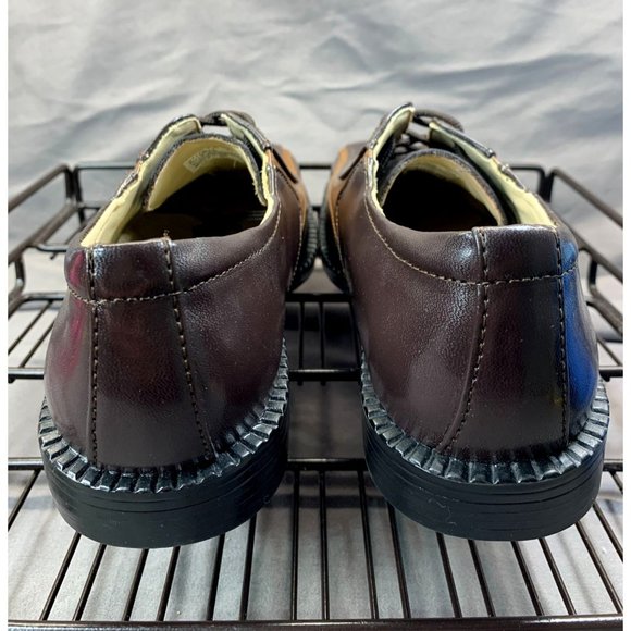 New Stacy Adams Shoes Boys Youth Two Tone Brown Lace Up Oxford Dress Leather Sz - Picture 6 of 10